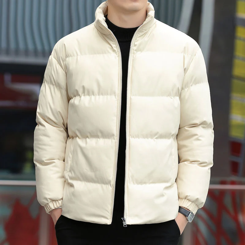 Herren Kurz geschnittene gesteppte Thermojacke mit Stehkragen, Zwei‑Wege Reißverschluss und elastischen Bündchen Drune
