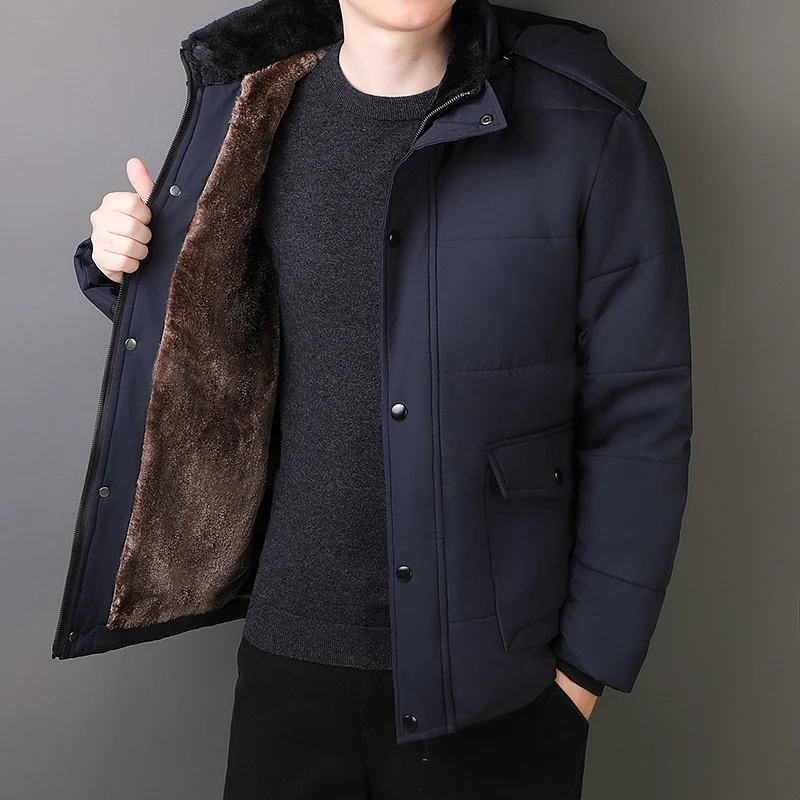 Herren Kurz geschnittene gesteppte Thermo-Steppjacke mit gesteppter Innenfütterung und Kunstfellkragen Drune