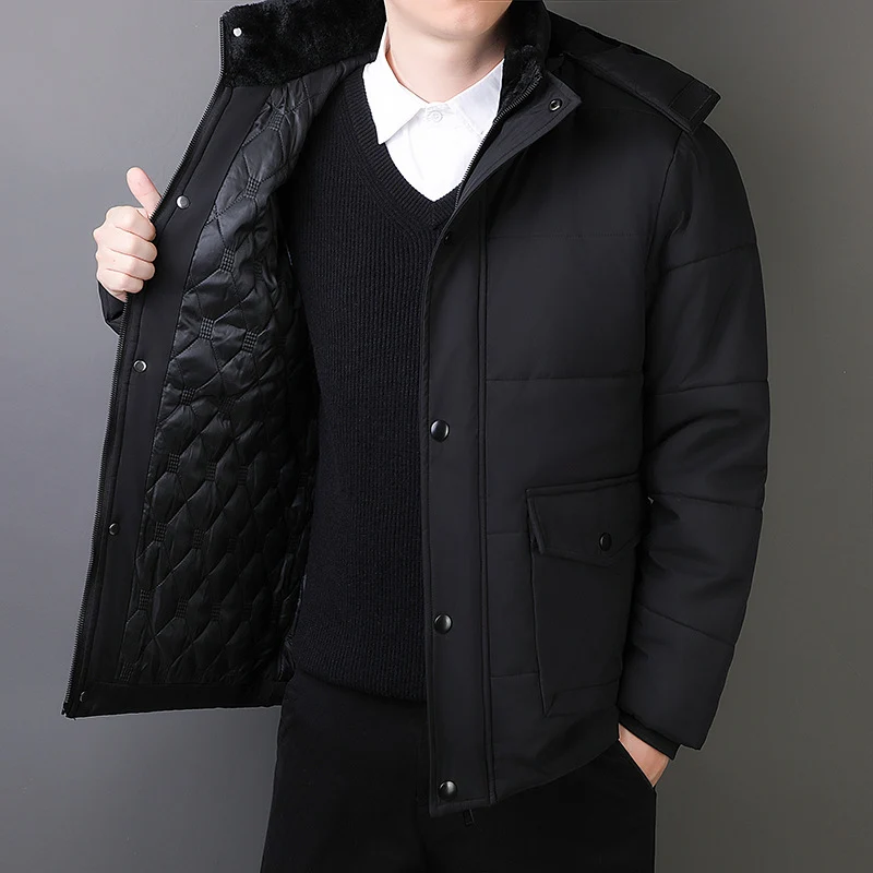 Herren Kurz geschnittene gesteppte Thermo-Steppjacke mit gesteppter Innenfütterung und Kunstfellkragen Drune
