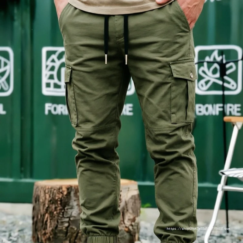 Herren Kordelzug-Cargohose im Joggerstil mit elastischen Bündchen & Mehrfachtaschen Drune