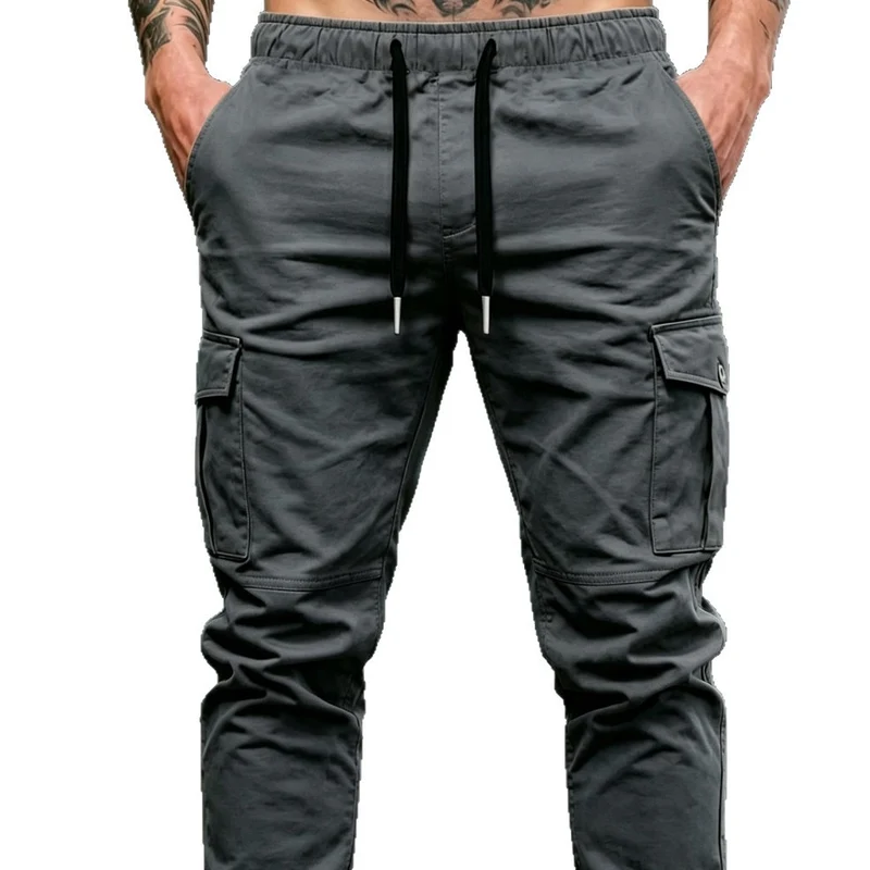 Herren Kordelzug-Cargohose im Joggerstil mit elastischen Bündchen & Mehrfachtaschen Drune