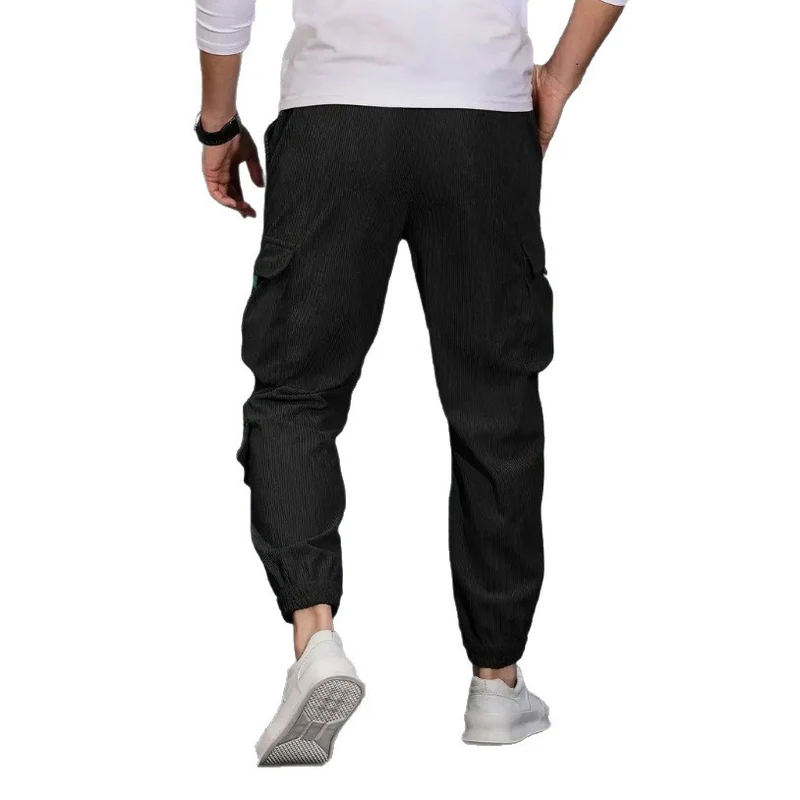 Herren Kord-Cargo-Jogginghose mit elastischem Bund, Tunnelzug & Multifachtaschen Drune