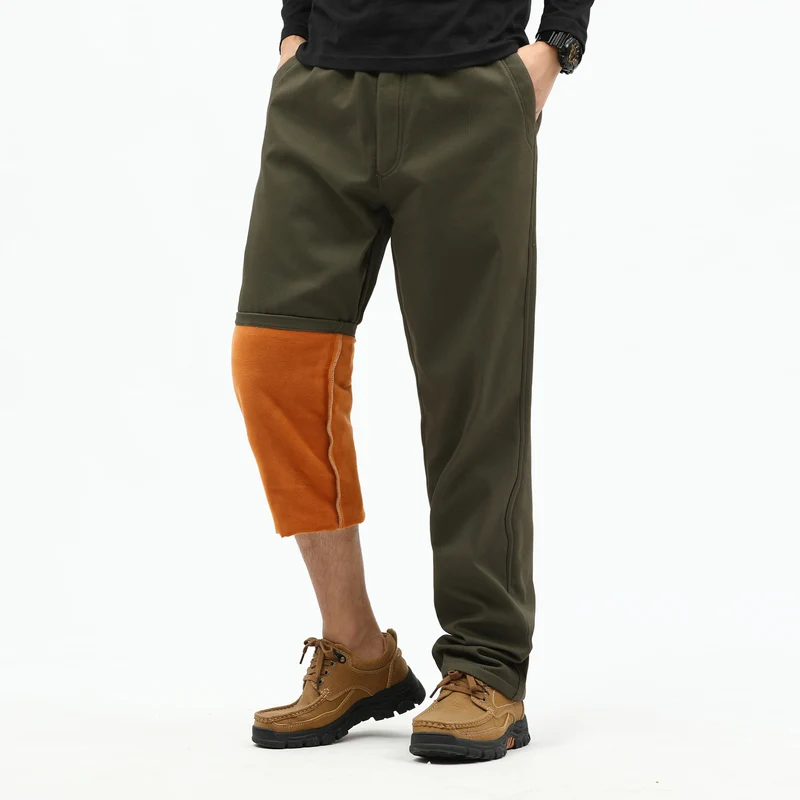 Herren Kontrast‑Futter Chino‑Jogger mit umgeschlagenem Fleecefutter und elastischem Bund Drune
