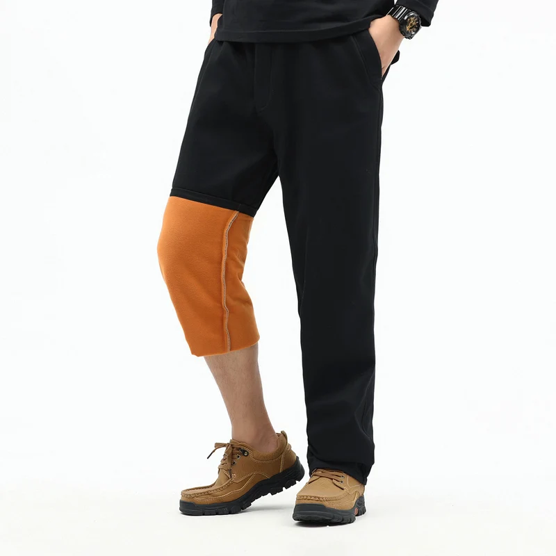 Herren Kontrast‑Futter Chino‑Jogger mit umgeschlagenem Fleecefutter und elastischem Bund Drune