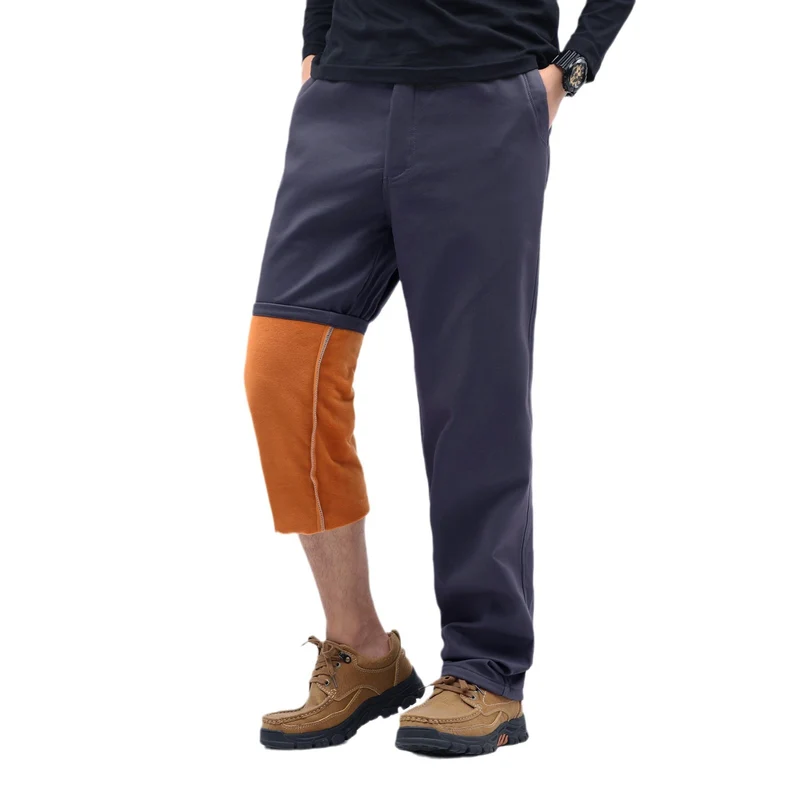 Herren Kontrast‑Futter Chino‑Jogger mit umgeschlagenem Fleecefutter und elastischem Bund Drune