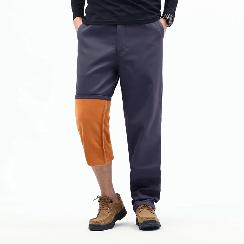 Herren Kontrast‑Futter Chino‑Jogger mit umgeschlagenem Fleecefutter und elastischem Bund Drune