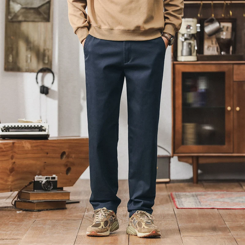 Herren Konisch zulaufende Baumwoll-Chinohose mit elastischem Bund und klassischen Eingrifftaschen Drune