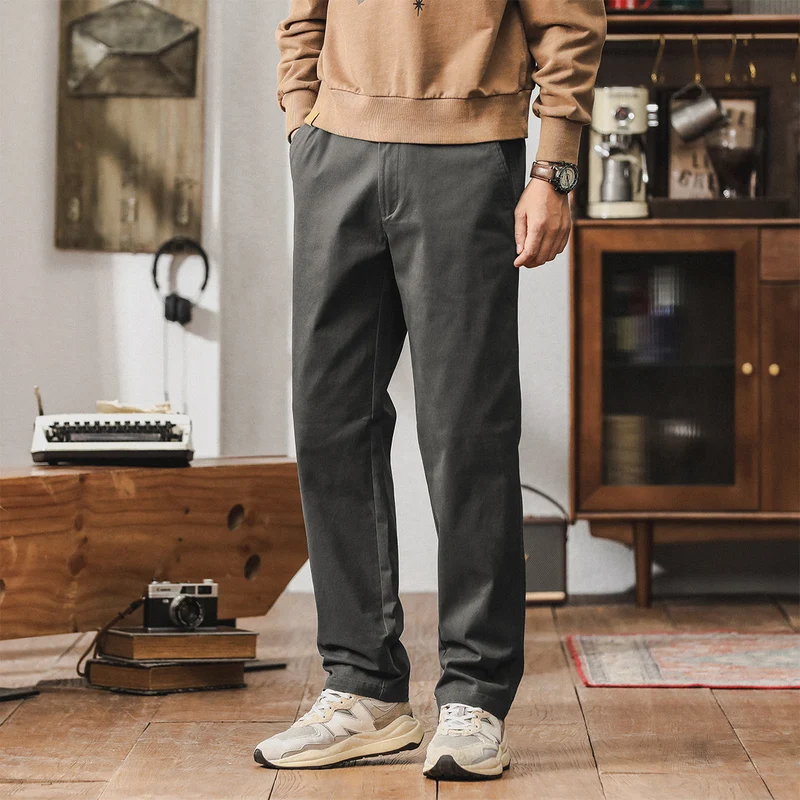 Herren Konisch zulaufende Baumwoll-Chinohose mit elastischem Bund und klassischen Eingrifftaschen Drune