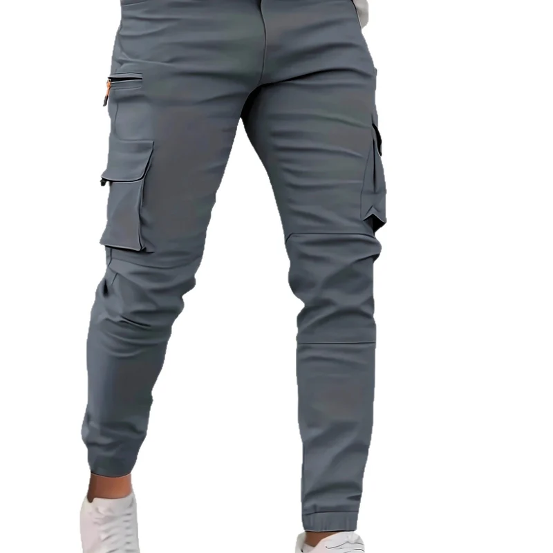 Herren Konisch geschnittene Utility-Cargohose mit Reißverschlusstasche, Klappentaschen und D-Ring Drune