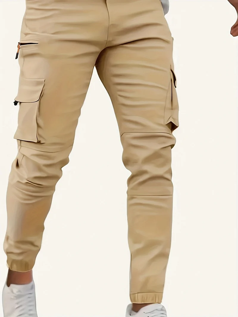 Herren Konisch geschnittene Utility-Cargohose mit Reißverschlusstasche, Klappentaschen und D-Ring Drune