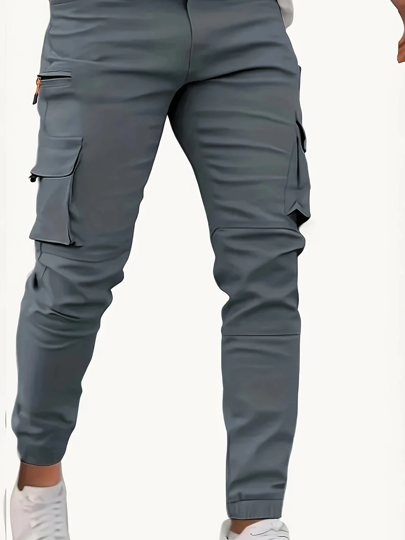 Herren Konisch geschnittene Utility-Cargohose mit Reißverschlusstasche, Klappentaschen und D-Ring Drune