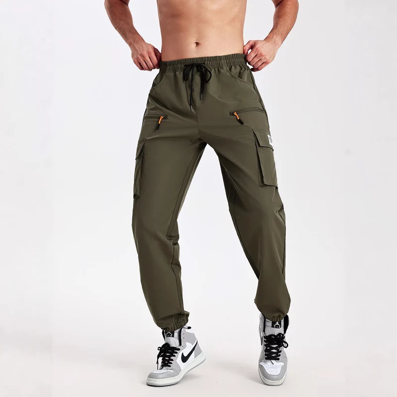 Herren konisch geschnittene Utility-Cargohose im Joggerstil mit Tunnelzugbund, Reißverschlusstaschen & elastischen Beinabschlüssen Drune