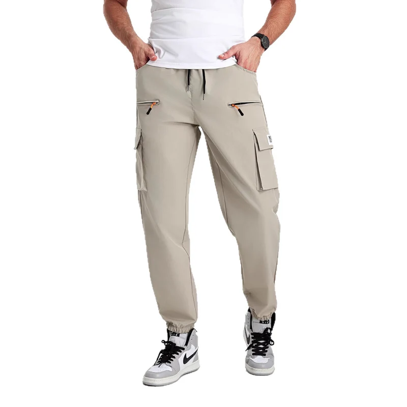 Herren konisch geschnittene Utility-Cargohose im Joggerstil mit Tunnelzugbund, Reißverschlusstaschen & elastischen Beinabschlüssen Drune