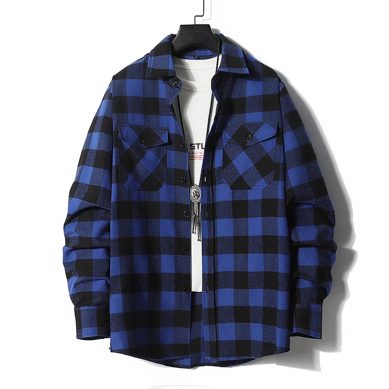 Herren Karo-Flanell-Hemdjacke mit Brusttaschen und relaxed Fit Drune