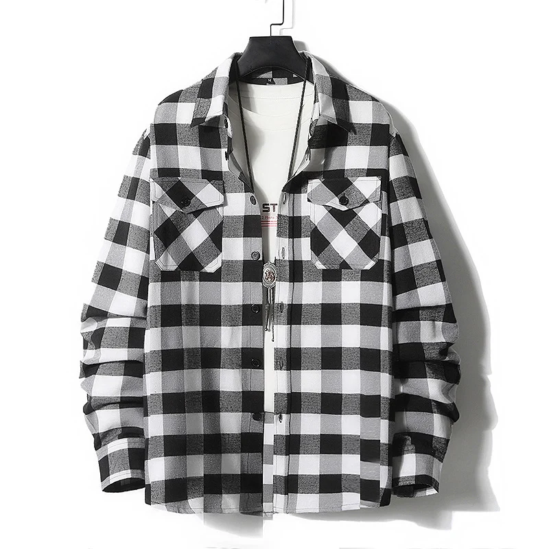 Herren Karo-Flanell-Hemdjacke mit Brusttaschen und relaxed Fit Drune