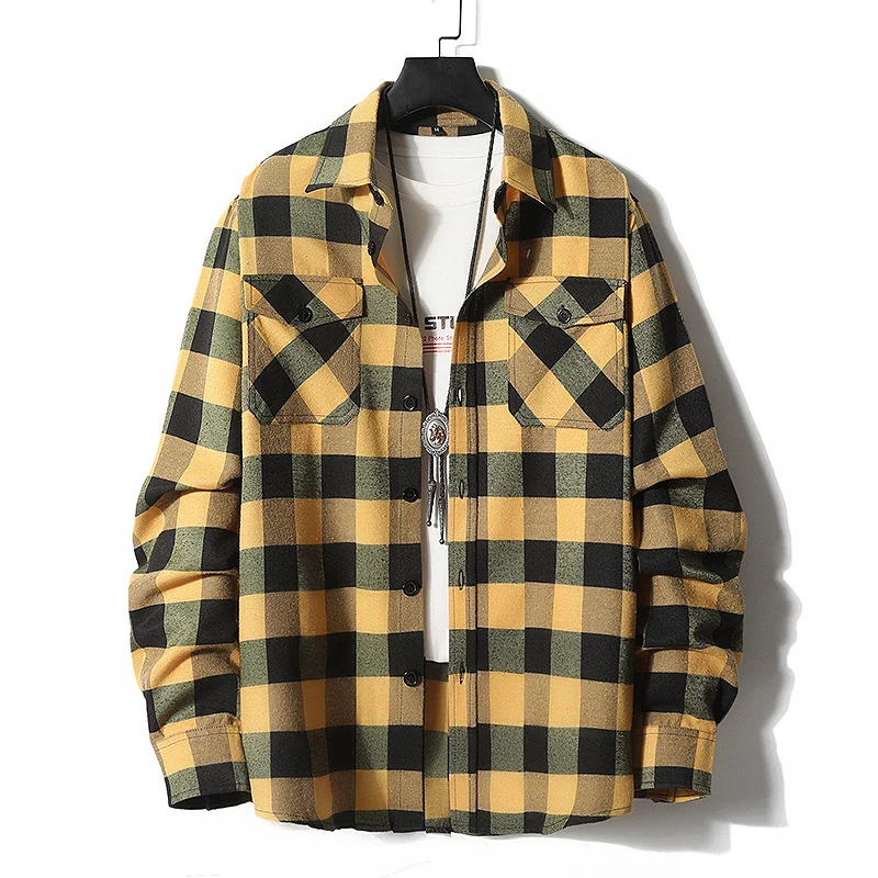 Herren Karo-Flanell-Hemdjacke mit Brusttaschen und relaxed Fit Drune