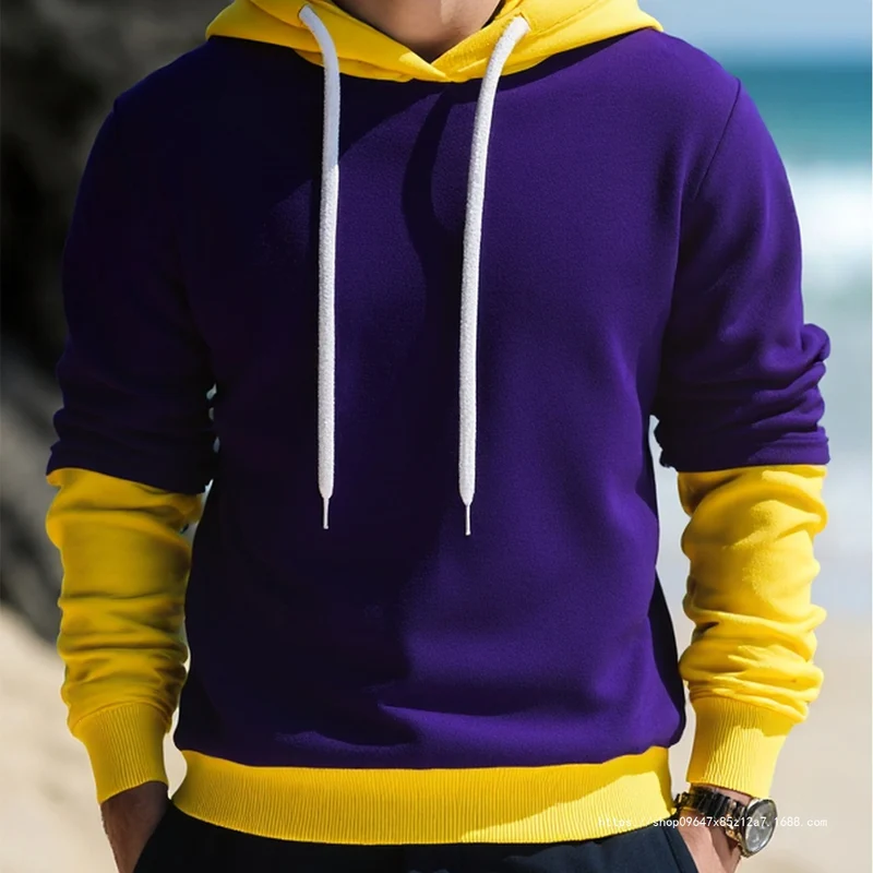 Herren Kapuzenpullover im Lagen-Look mit Kontrastkapuze und Kordelzug Drune