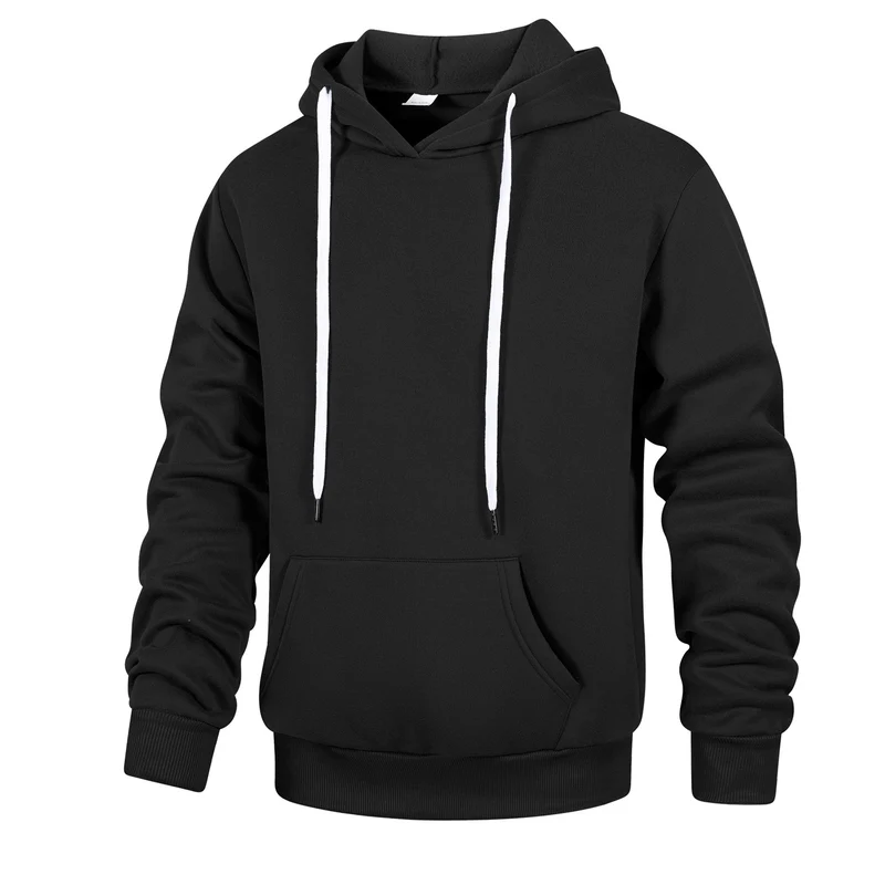 Herren Kapuzenpullover aus French‑Terry mit Kängurutasche & geripptem Saum Drune