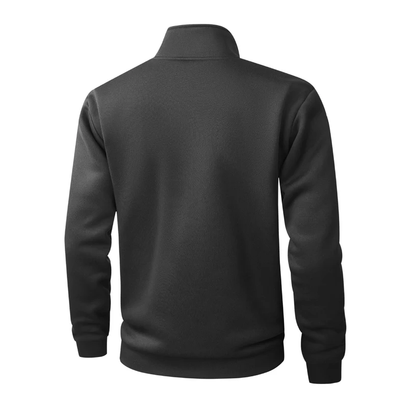 Herren Halbzip‑Pullover aus meliertem Strick mit Stehkragen und Reißverschluss Drune