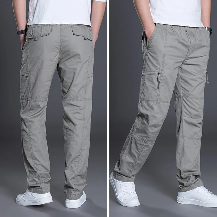 Herren Gerade geschnittene Utility‑Cargohose mit Knieabnähern, Multifachtaschen & elastischem Bund Drune