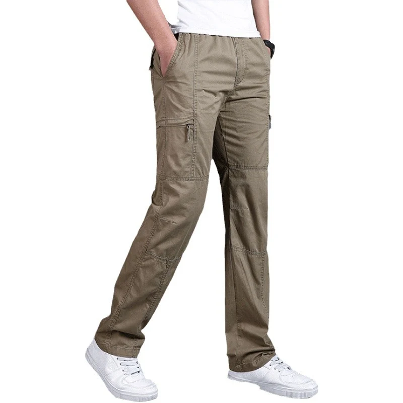 Herren Gerade geschnittene Utility‑Cargohose mit Knieabnähern, Multifachtaschen & elastischem Bund Drune