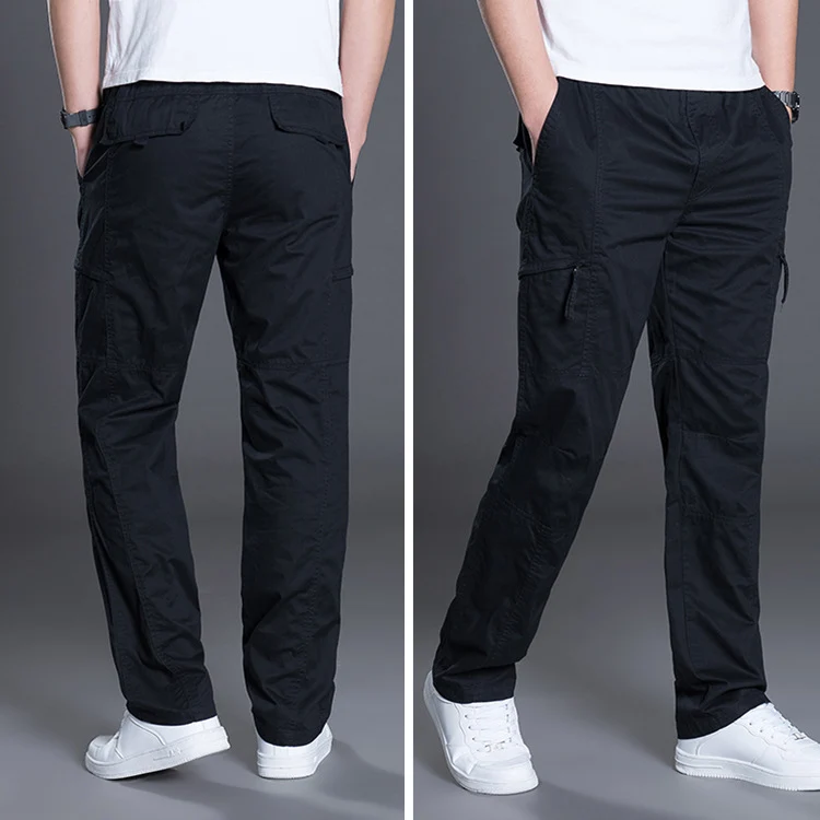 Herren Gerade geschnittene Utility‑Cargohose mit Knieabnähern, Multifachtaschen & elastischem Bund Drune