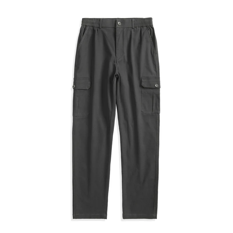 Herren Gerade geschnittene Cargo-Hose mit elastischem Bund und aufgesetzten Klappentaschen Drune