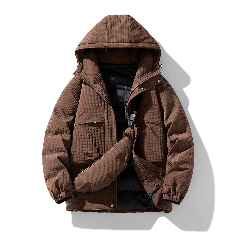 Herren Gepolsterter Ripstop-Parka mit Kapuze Oversize-Schnitt und integrierter Umhängetasche Drune