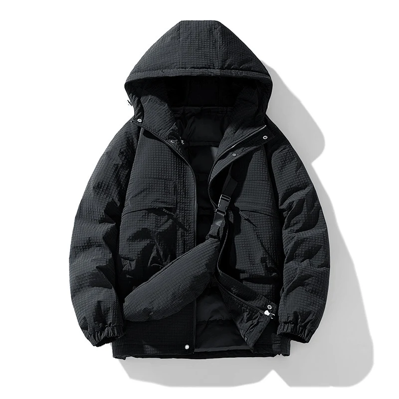 Herren Gepolsterter Ripstop-Parka mit Kapuze Oversize-Schnitt und integrierter Umhängetasche Drune