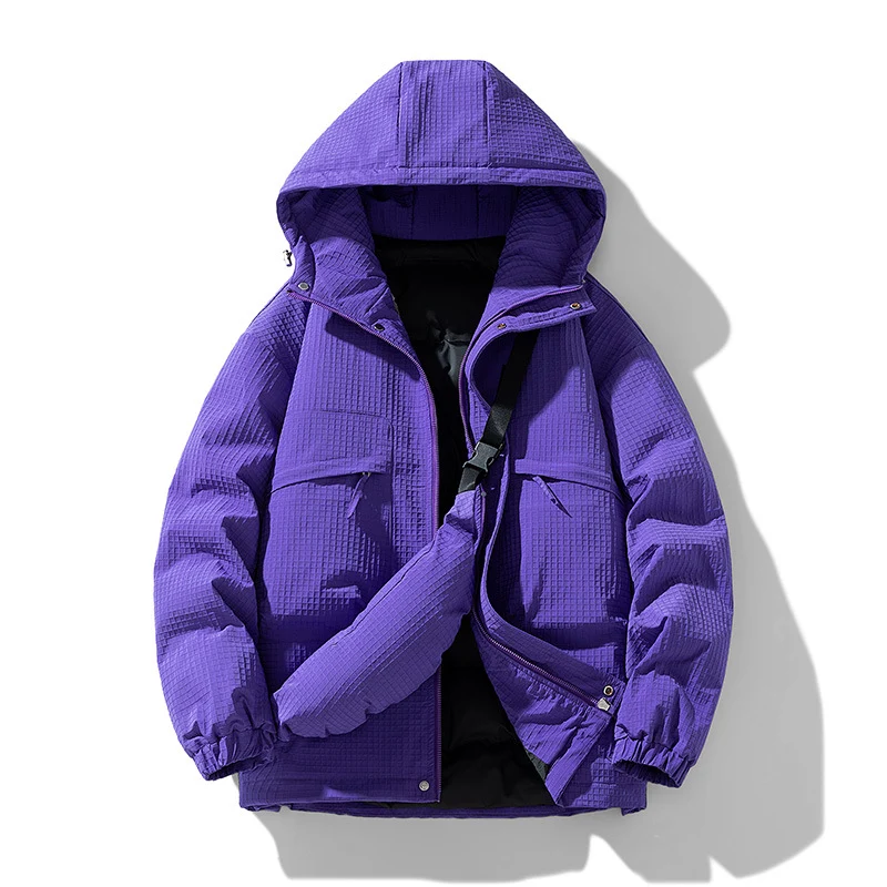 Herren Gepolsterter Ripstop-Parka mit Kapuze Oversize-Schnitt und integrierter Umhängetasche Drune
