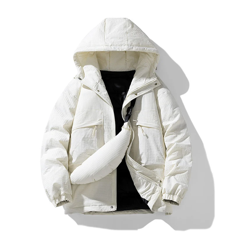 Herren Gepolsterter Ripstop-Parka mit Kapuze Oversize-Schnitt und integrierter Umhängetasche Drune