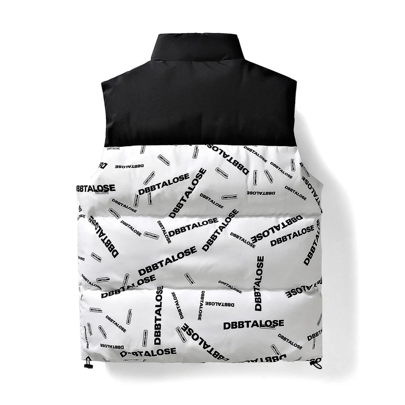 Herren Gepolsterte Steppweste mit hohem Kragen Allover-Logoprint & Kordelzugsaum Drune