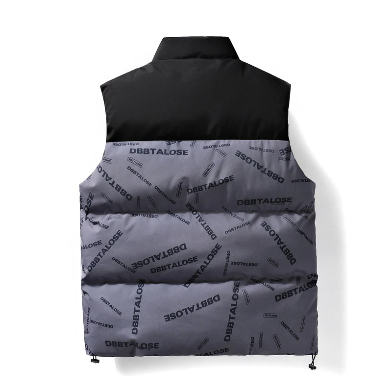Herren Gepolsterte Steppweste mit hohem Kragen Allover-Logoprint & Kordelzugsaum Drune
