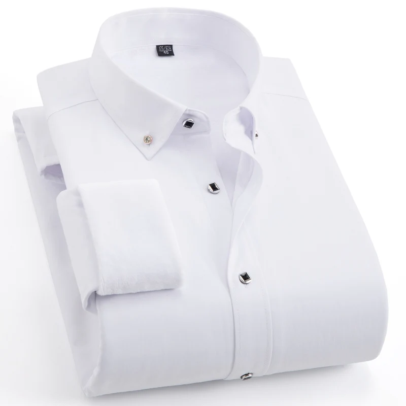 Herren Gefüttertes Businesshemd mit Thermofleece‑Innenseite und Button‑Down‑Kragen Drune