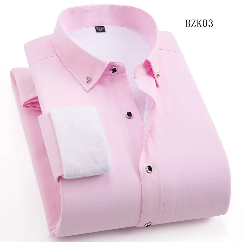 Herren Gefüttertes Businesshemd mit Thermofleece‑Innenseite und Button‑Down‑Kragen Drune