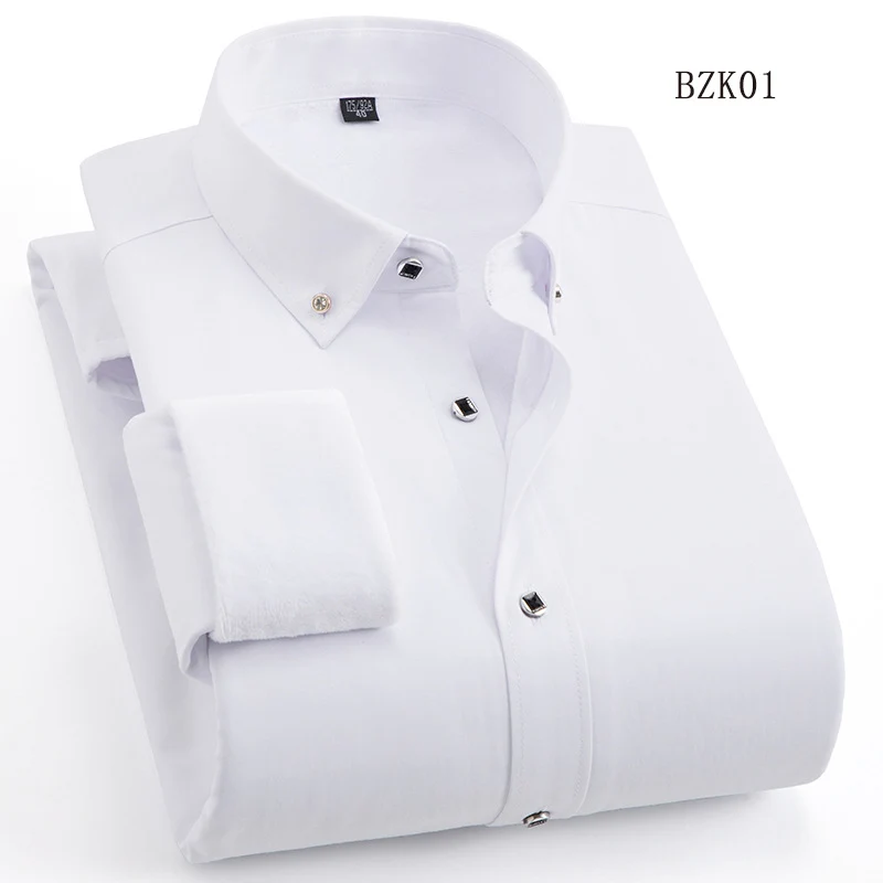 Herren Gefüttertes Businesshemd mit Thermofleece‑Innenseite und Button‑Down‑Kragen Drune