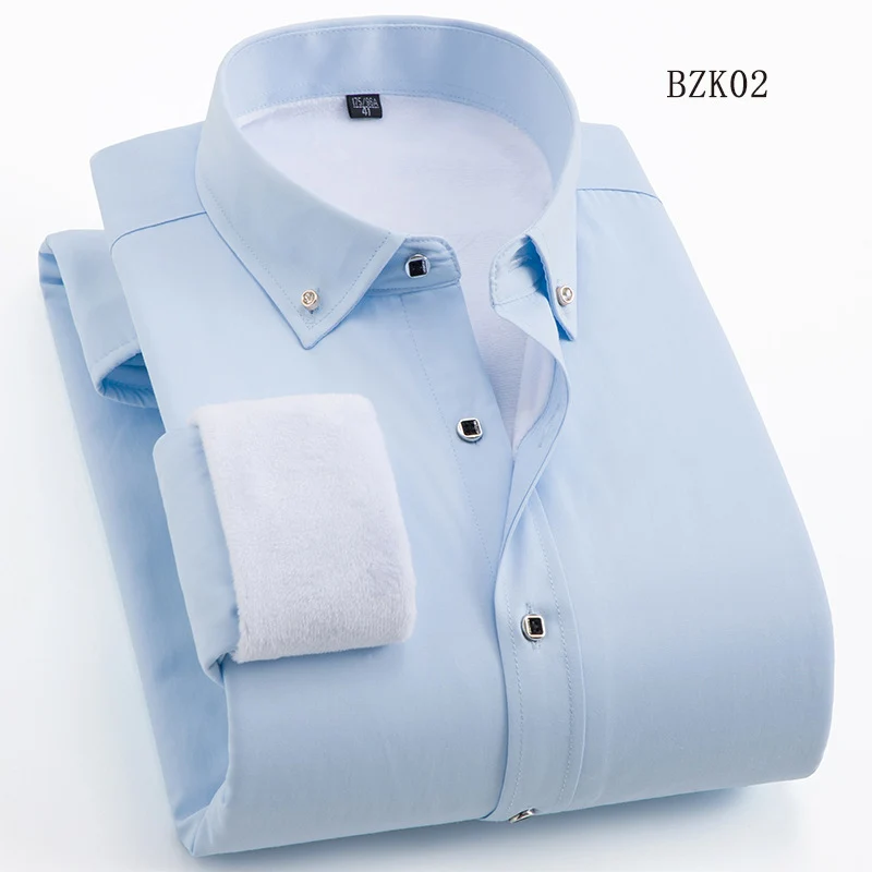 Herren Gefüttertes Businesshemd mit Thermofleece‑Innenseite und Button‑Down‑Kragen Drune