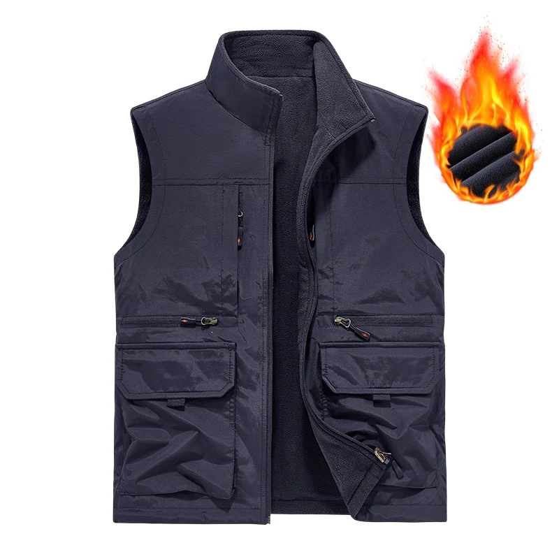 Herren Gefütterte Utility‑Weste mit wärmendem Fleece‑Innenfutter, winddicht & Multifach‑Taschen Drune