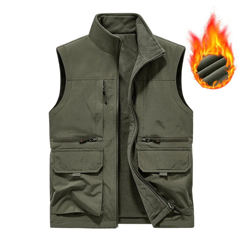 Herren Gefütterte Utility‑Weste mit wärmendem Fleece‑Innenfutter, winddicht & Multifach‑Taschen Drune