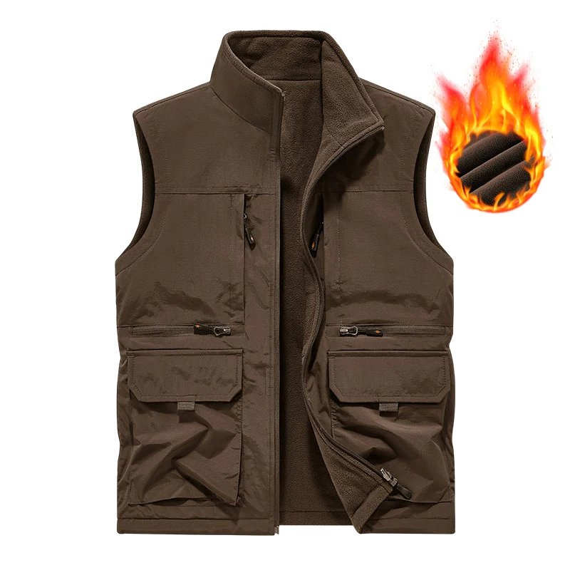 Herren Gefütterte Utility‑Weste mit wärmendem Fleece‑Innenfutter, winddicht & Multifach‑Taschen Drune
