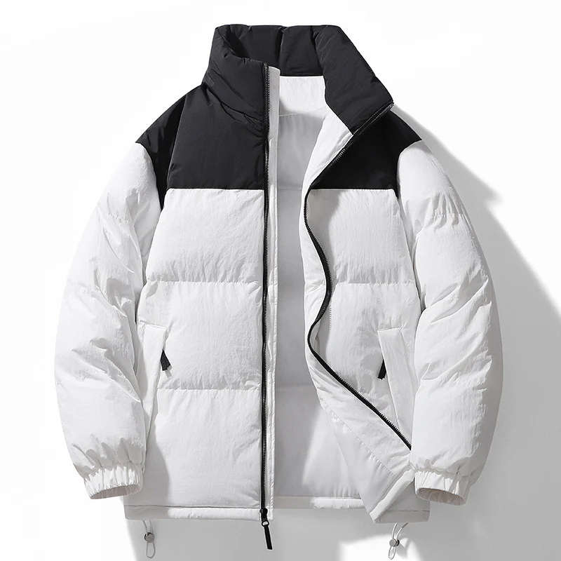 Herren Gefütterte Steppjacke mit hohem Kragen, Kordelzugsaum und Kontrastpaneel Drune