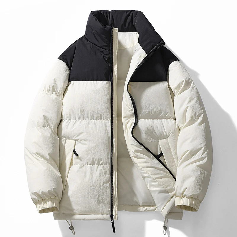Herren Gefütterte Steppjacke mit hohem Kragen, Kordelzugsaum und Kontrastpaneel Drune