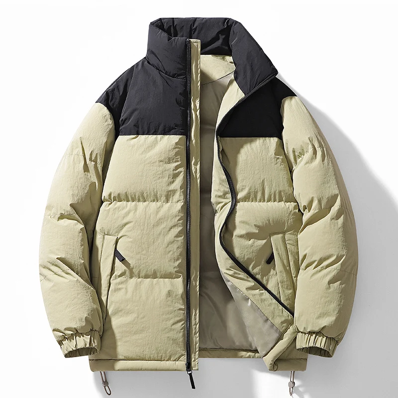 Herren Gefütterte Steppjacke mit hohem Kragen, Kordelzugsaum und Kontrastpaneel Drune