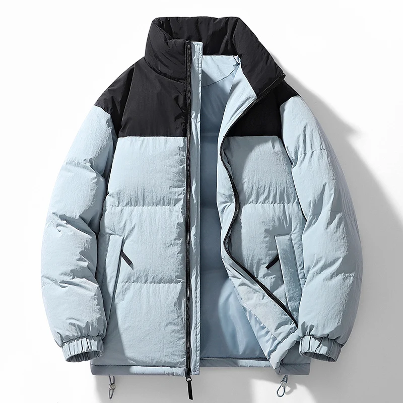 Herren Gefütterte Steppjacke mit hohem Kragen, Kordelzugsaum und Kontrastpaneel Drune