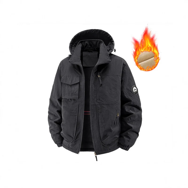 Herren Gefütterte Outdoorjacke mit Fleece-Innenfutter und multifunktionalen Utility-Taschen Drune