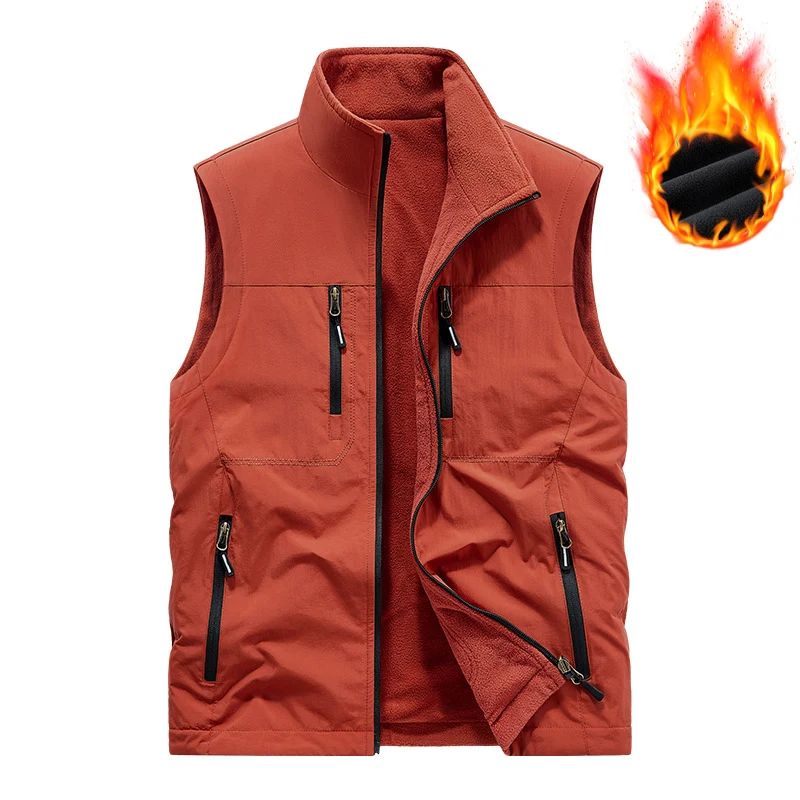 Herren Gefütterte Outdoor-Thermoweste mit Fleece-Innenfutter, Reißverschlusstaschen & winddichter Außenlage Drune