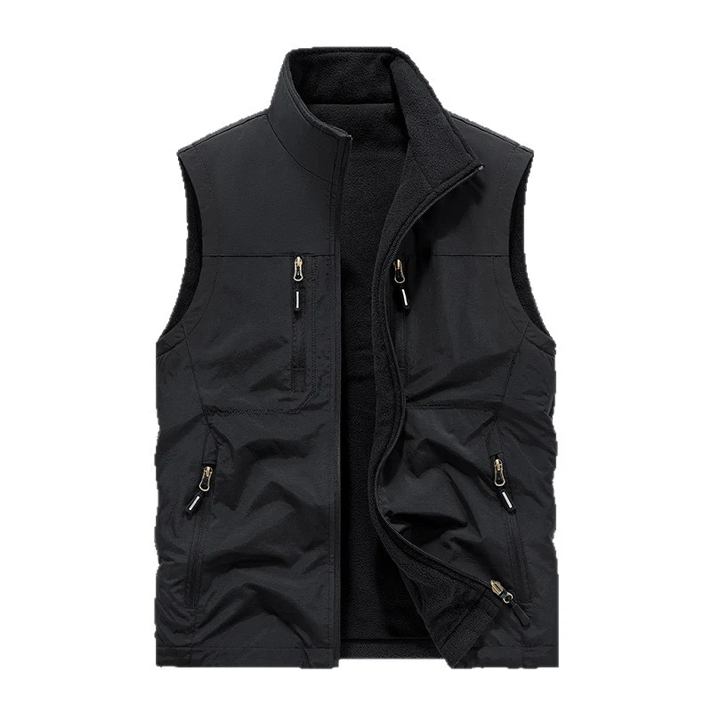 Herren Gefütterte Outdoor-Thermoweste mit Fleece-Innenfutter, Reißverschlusstaschen & winddichter Außenlage Drune