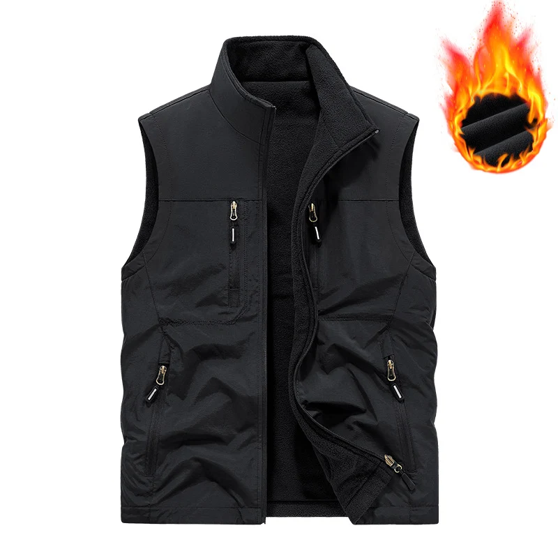 Herren Gefütterte Outdoor-Thermoweste mit Fleece-Innenfutter, Reißverschlusstaschen & winddichter Außenlage Drune