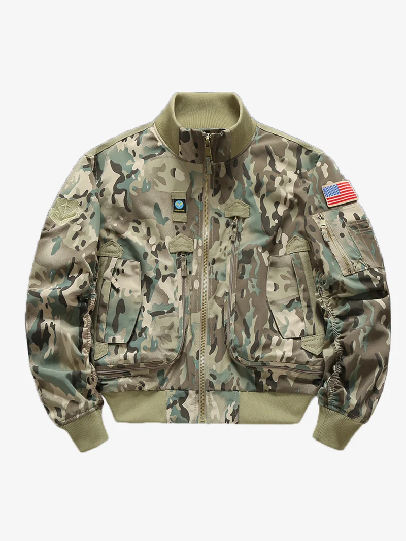 Herren Flieger-Bomberjacke im Militärstil mit Multifunktions-Taschen Drune