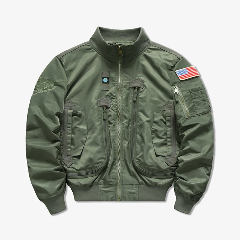Herren Flieger-Bomberjacke im Militärstil mit Multifunktions-Taschen Drune